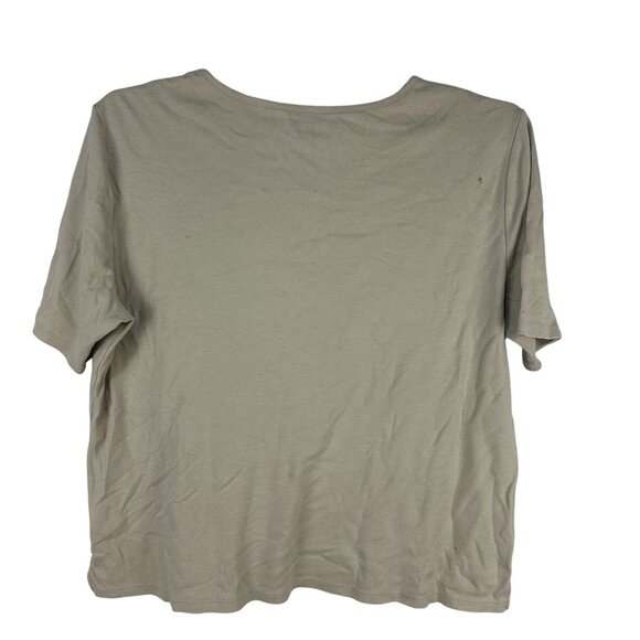 Drapers & Damons Womens Taupe Crew Neck Short Sleeve Casual Top Size XL - Picture 2 of 5